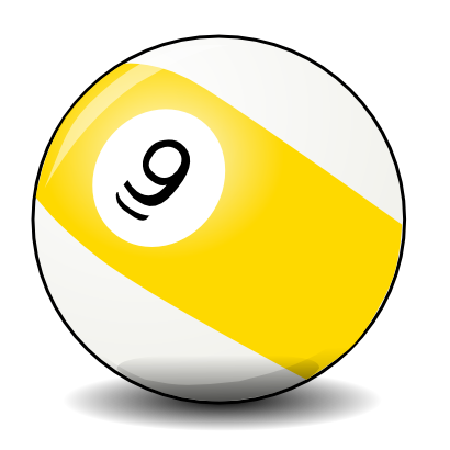 Download free yellow white billiard nine billiard ball icon
