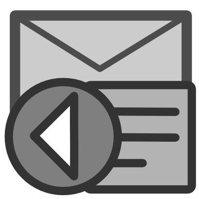 Download free letter grey round arrow left email courier mail icon