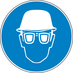 Download free helmet blue round pictogram protection head face lunette obligation icon