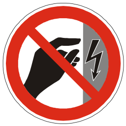 Download free red round pictogram hand electric prohibited touch icon